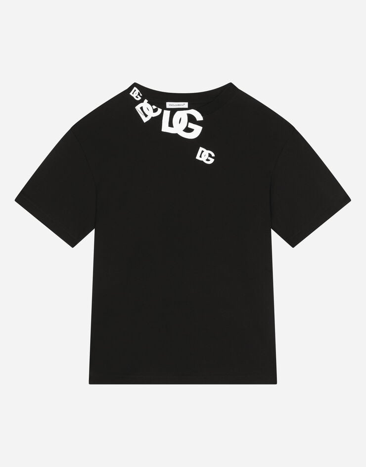 Dolce & Gabbana T-Shirt aus Jersey mit DG-Logoprint Schwarz L4JTEYG7IK0
