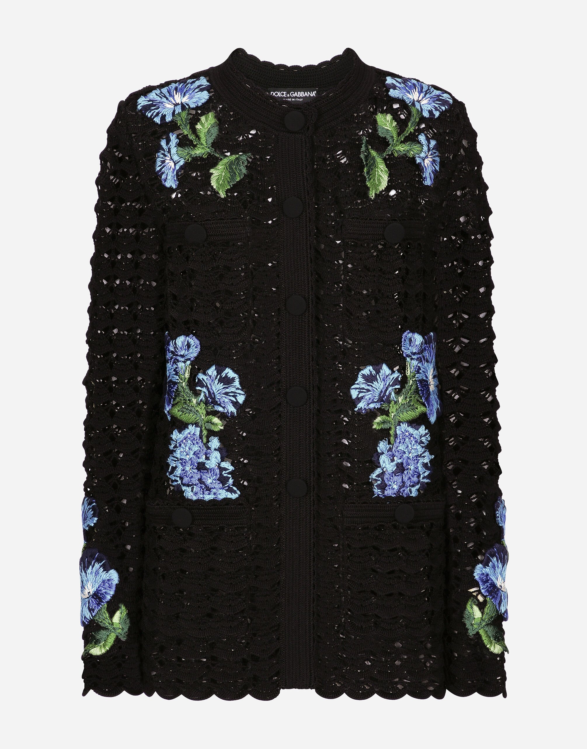 Dolce & Gabbana Crochet cardigan with bluebell embroidery Print FXX06TJCVYK