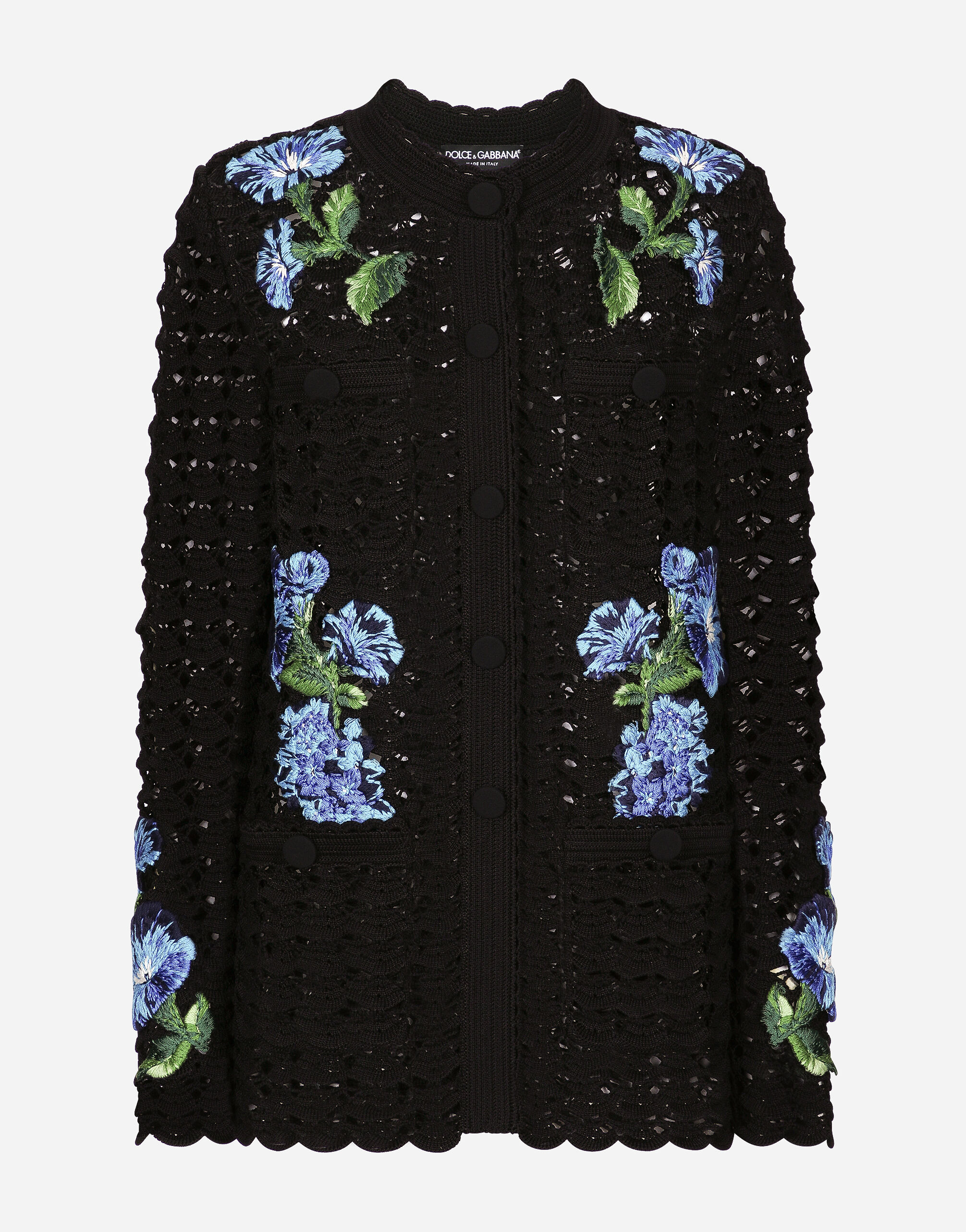 Dolce & Gabbana Häkel-Cardigan mit Glockenblumen-Stickerei Kristall WEQ2D6W1111