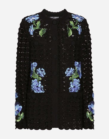 Dolce & Gabbana Cardigan in crochet con ricamo fiore campanule Stampa FXX31TJBSJF