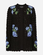 Dolce & Gabbana Crochet cardigan with bluebell embroidery Black FXV15ZJFMBC