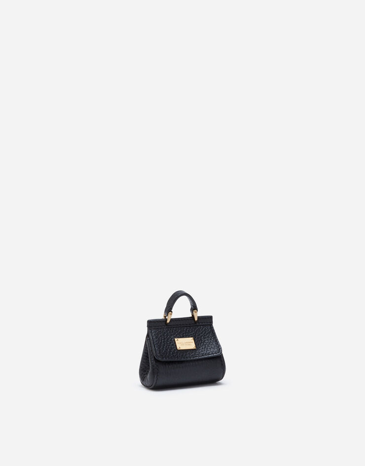 Dolce & Gabbana Calfskin Sicily keychain Black BI1073AC176