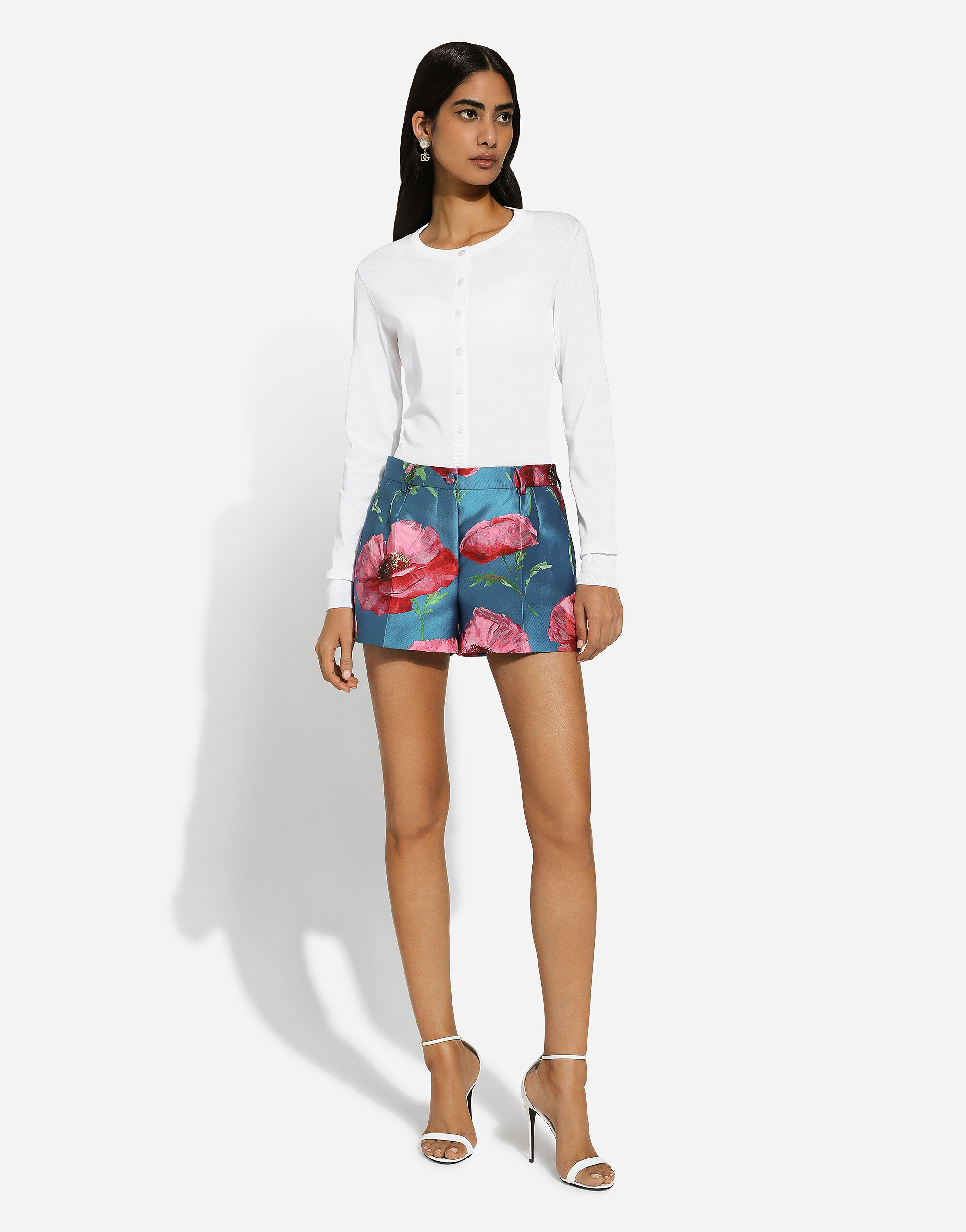 ホワイトのウィメンズ Silk round-neck cardigan | Dolce&Gabbana®
