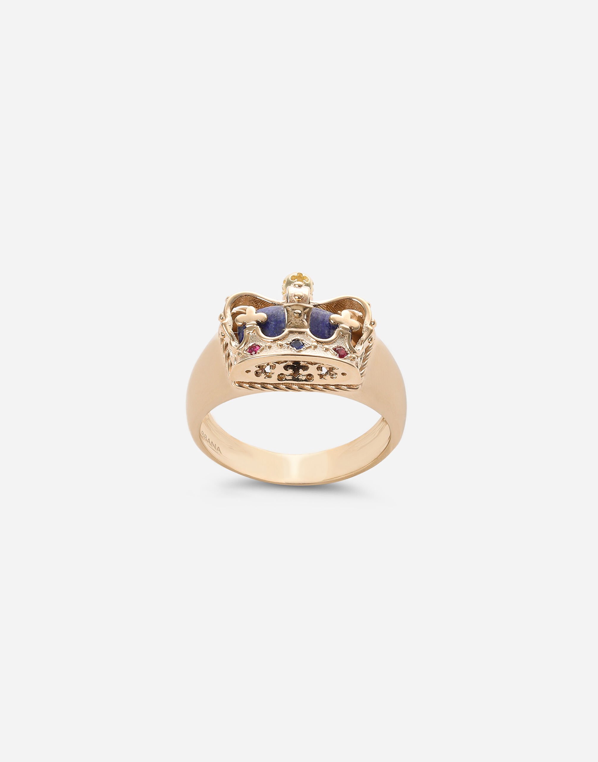 Dolce & Gabbana Crown yellow gold ring with lapislazzuli on the inside Gold WRLK1GWIE01