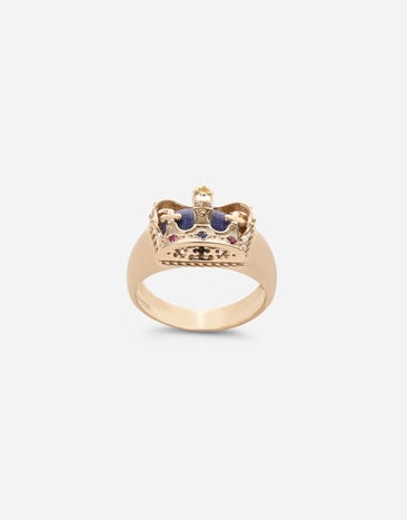 Dolce & Gabbana Anillo Crown con corona y lapislázuli Dorado WAKK1GWJAS1