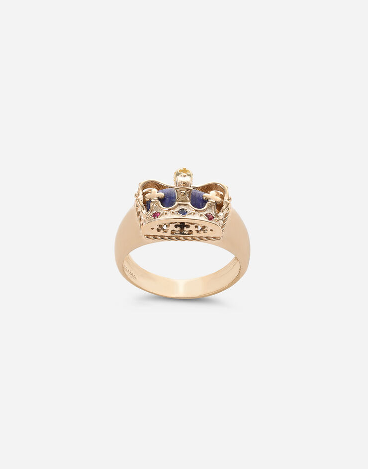 Dolce & Gabbana Crown yellow gold ring with lapislazzuli on the inside Gold WRLK1GWLAP1