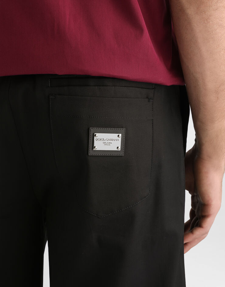 Dolce & Gabbana Bermuda cotone stretch con placca logata Nero GVC4HTFUFMJ