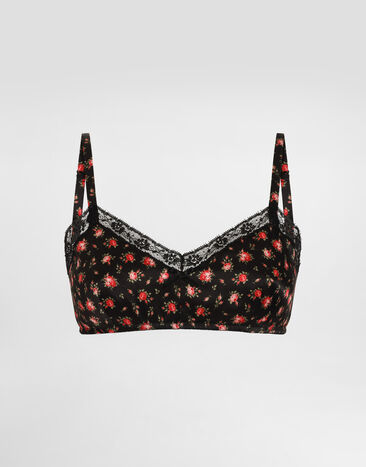 Dolce & Gabbana Soutien-gorge en soie et dentelle à imprimé petites roses Multicolore O1C81TON0CQ