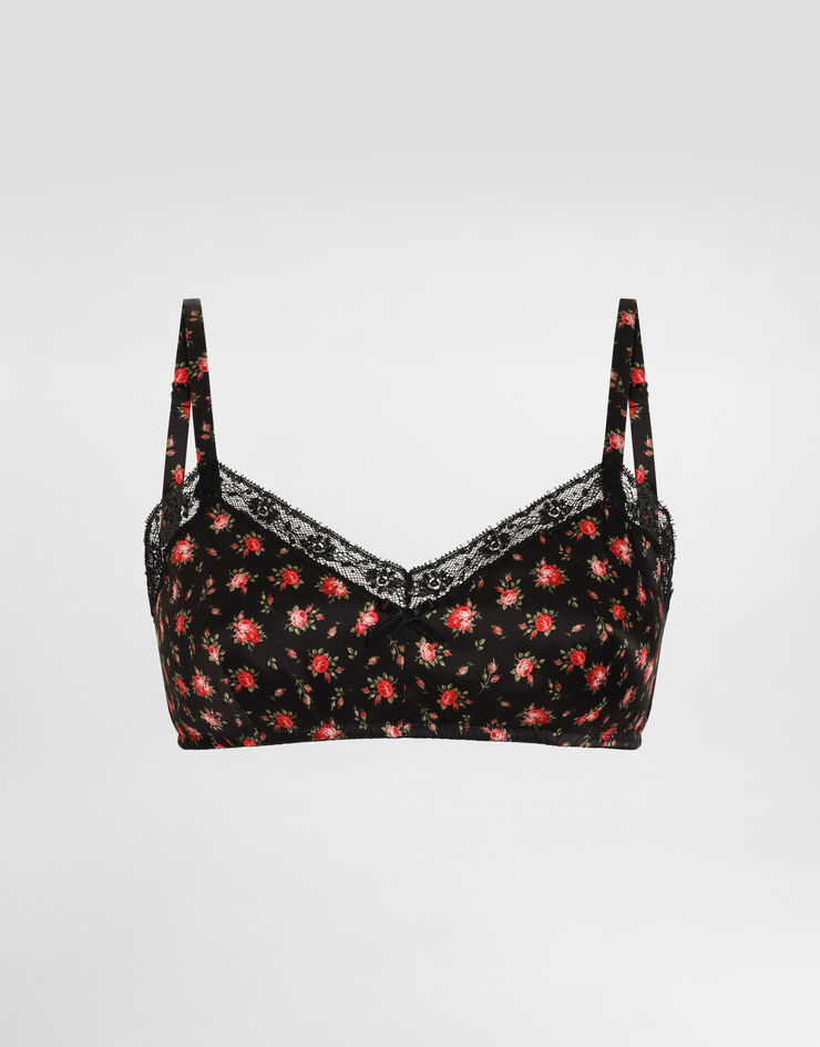 Dolce & Gabbana Soutien-gorge en soie et dentelle à imprimé petites roses Multicolore O1C81TON0CQ