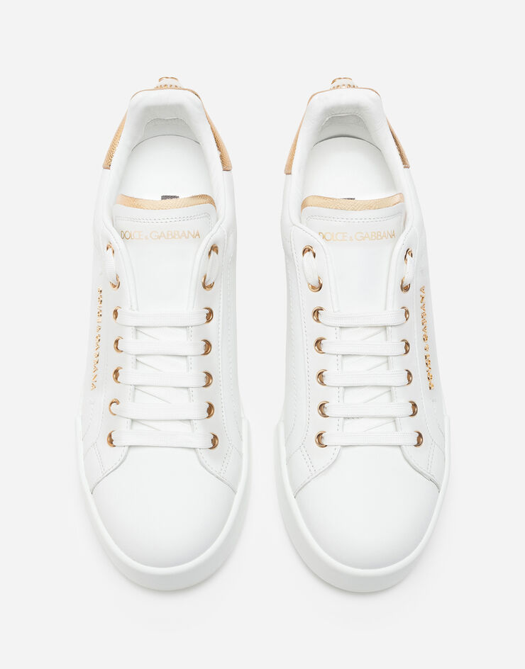 Dolce & Gabbana Calfskin nappa Portofino sneakers with lettering White/Gold CK0159AN298