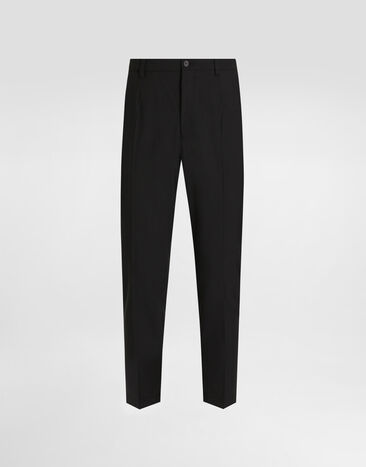 Dolce & Gabbana Stretch cotton pants with DG embroidery Black GW13EZGK314