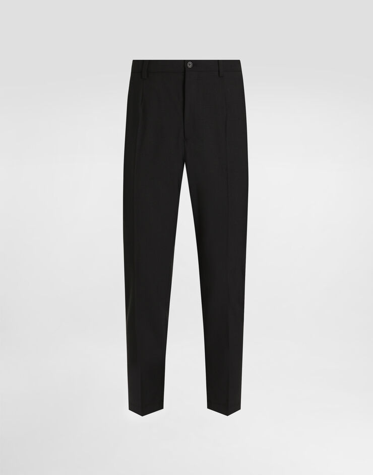 Dolce & Gabbana Stretch cotton pants with DG embroidery Black GW13EZGK314