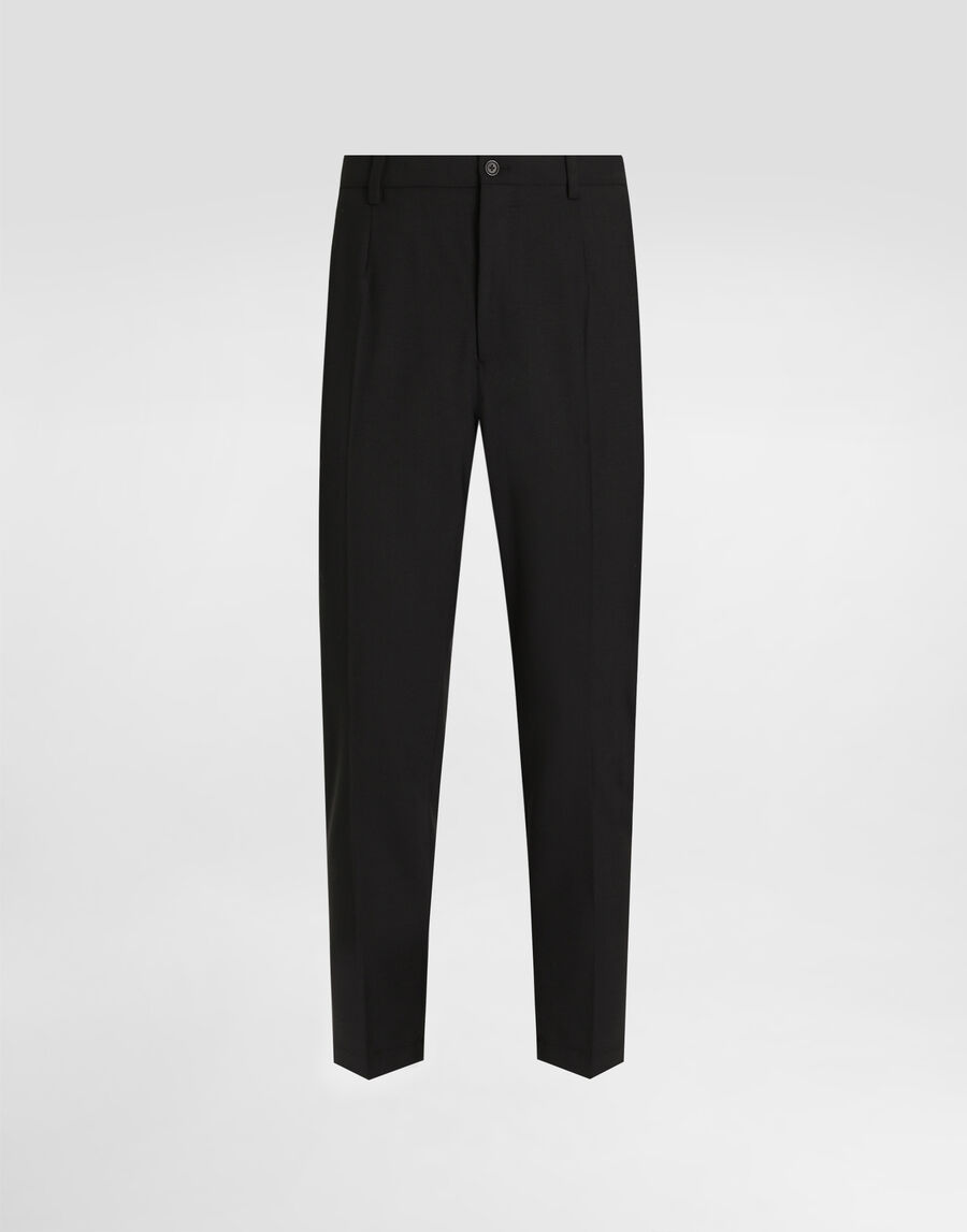 Stretch cotton pants with DG embroidery
