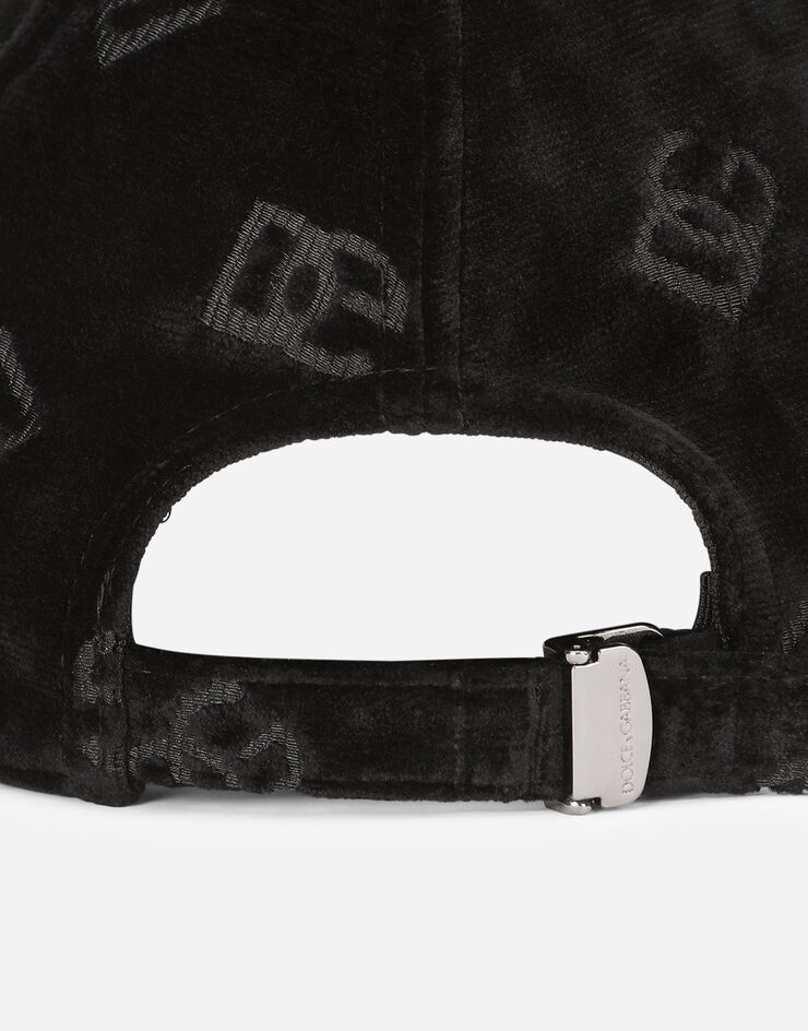 Dolce & Gabbana Cappello da baseball velluto  jacquard DG Nero GH590AFUVMP