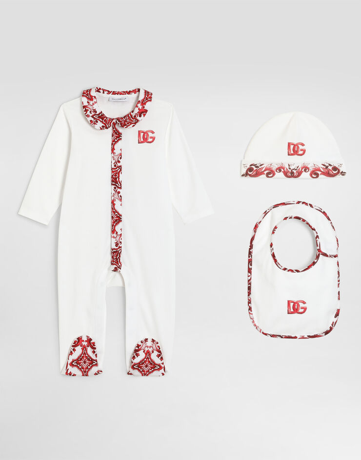 Dolce & Gabbana Set de regalo en jersey con estampado mayólica Dolce & Gabbana Set de regalo en jersey con estampado mayólica White L1JOCNG7P5B