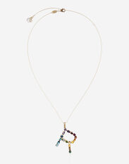 Dolce & Gabbana Rainbow alphabet R pendant in yellow gold with multicolor fine gems Gold WAMR2GWMIXG