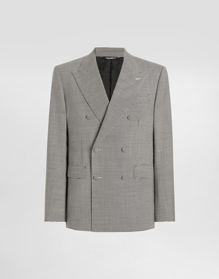 Dolce & Gabbana Double-breasted sicilia light jacket in houndstooth wool Multicolor G2VD9TFQZAG