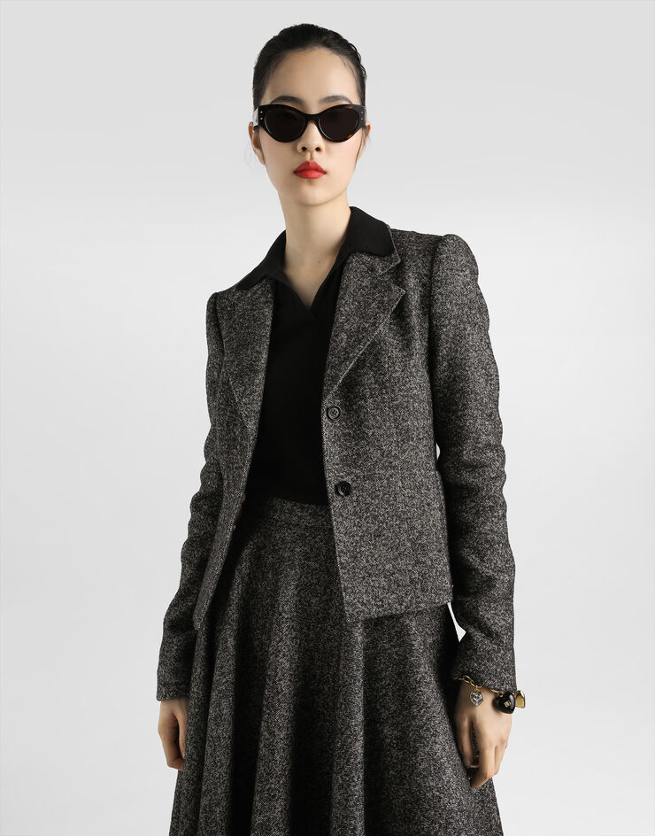 Dolce & Gabbana Single-breasted jacket in dotted wool blend Multicolor F27FPTFMZAO