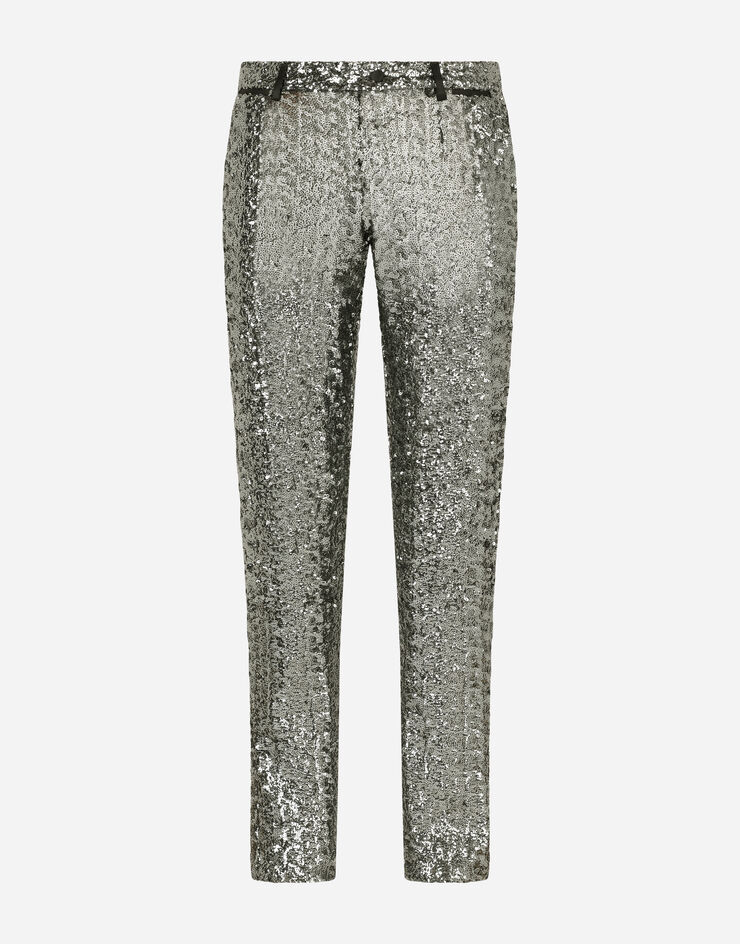 Dolce & Gabbana Pantalon couture à paillettes Gris GY7BMTFLSDL