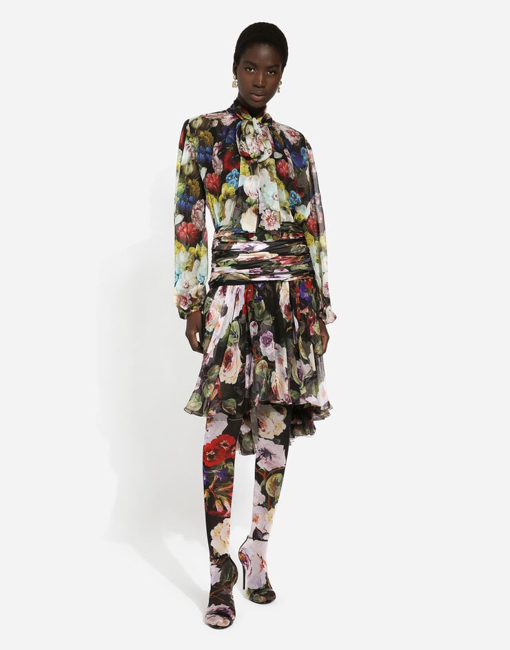 Dolce & Gabbana Bluse aus Chiffon Nachtblumen-Print Print F5R62TIS1SR