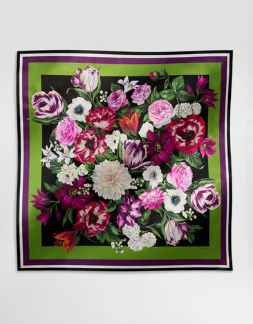 Dolce & Gabbana Floral-print silk twill foulard (90x90) White BB6002B2EM1