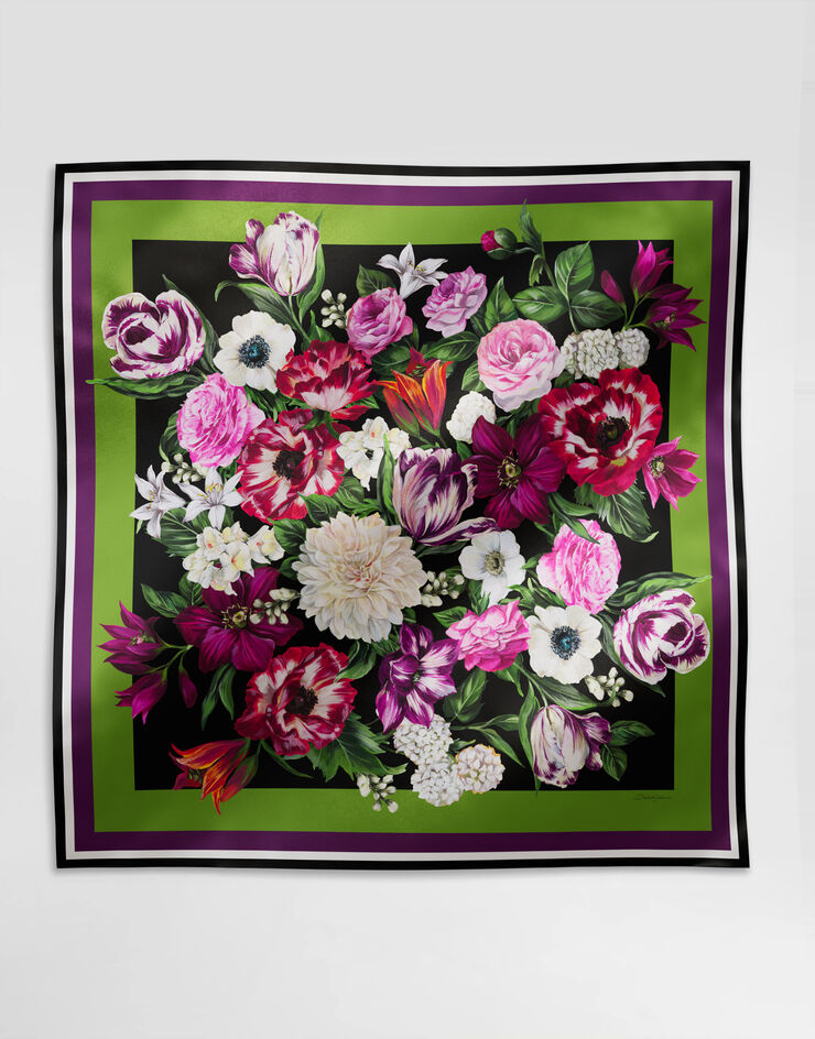 Dolce & Gabbana Fular en sarga de seda con estampado de flores 90 x 90 Imprima FN090RGDCXD
