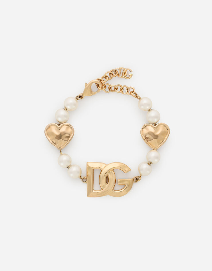 Dolce & Gabbana Bracelet with hearts and DG logo Gold WBQ6L3W1111