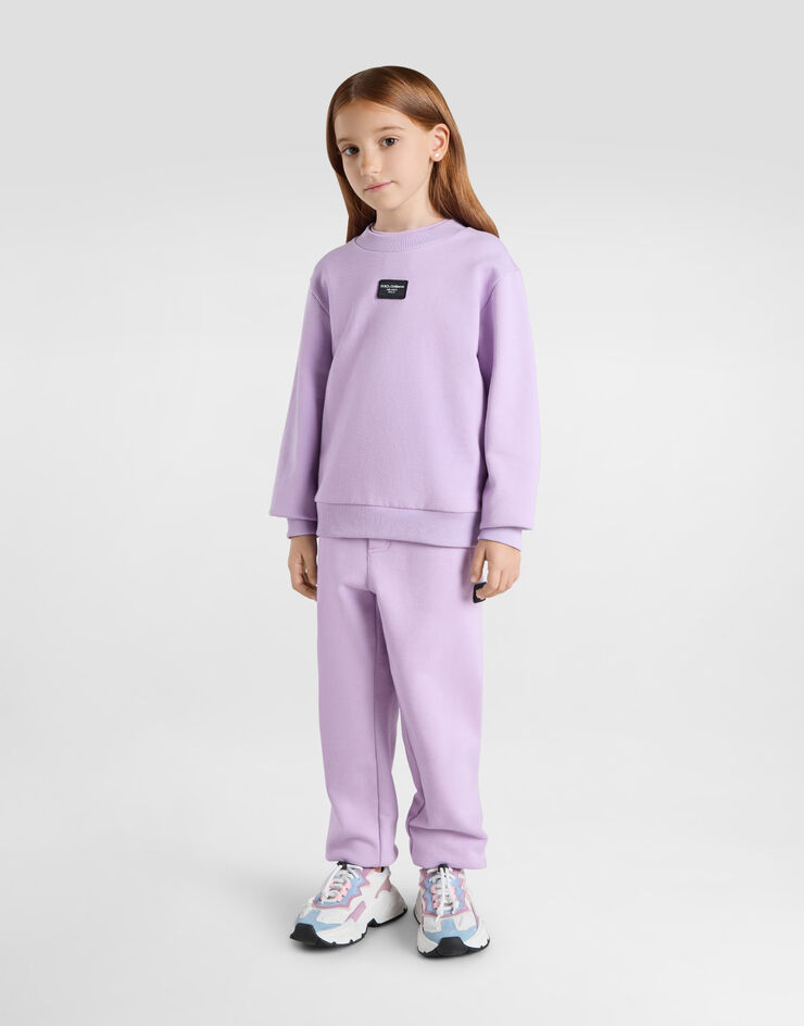 Dolce & Gabbana Fleece jogging pants with branded tag Lilac L5JPD7G7M4V