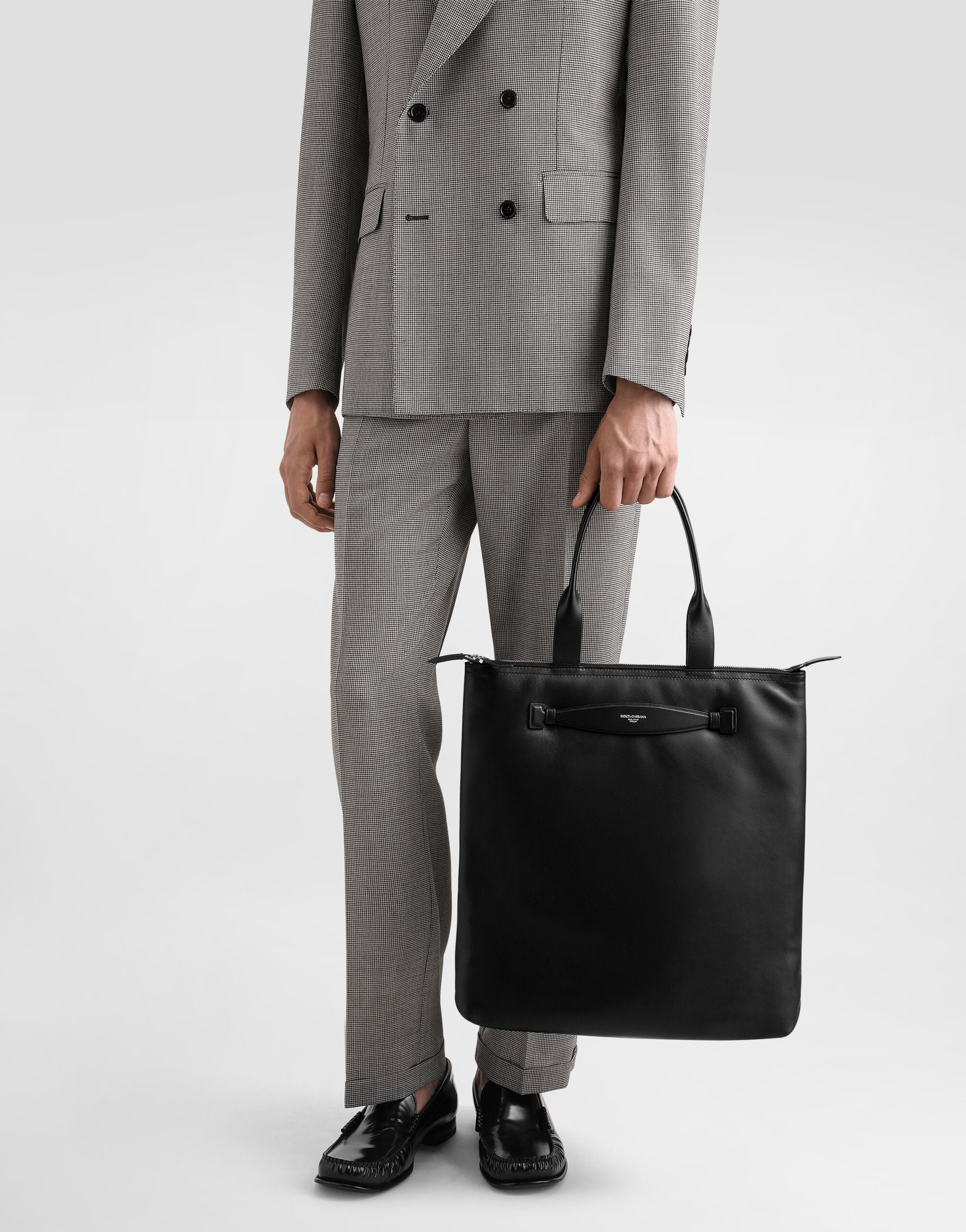 Calfskin nappa leather shopper in Black for Men | Dolce&Gabbana®