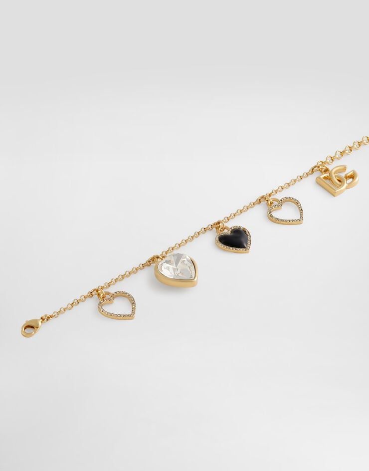 Dolce & Gabbana سوار بحياكة إيطالية بحِليات قلوب ذهبي WBR6I1W1111