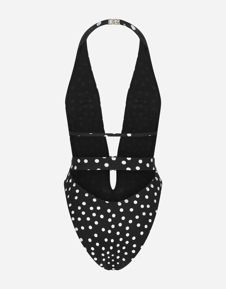 Dolce & Gabbana Belted one-piece swimsuit with plunging neckline and polka-dot print Dolce & Gabbana Belted one-piece swimsuit with plunging neckline and polka-dot print Print O9B74JFSG8C