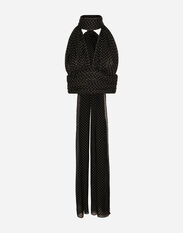 Dolce & Gabbana Chiffon top with polka-dot print and scarf detail Black F7T19TG9798