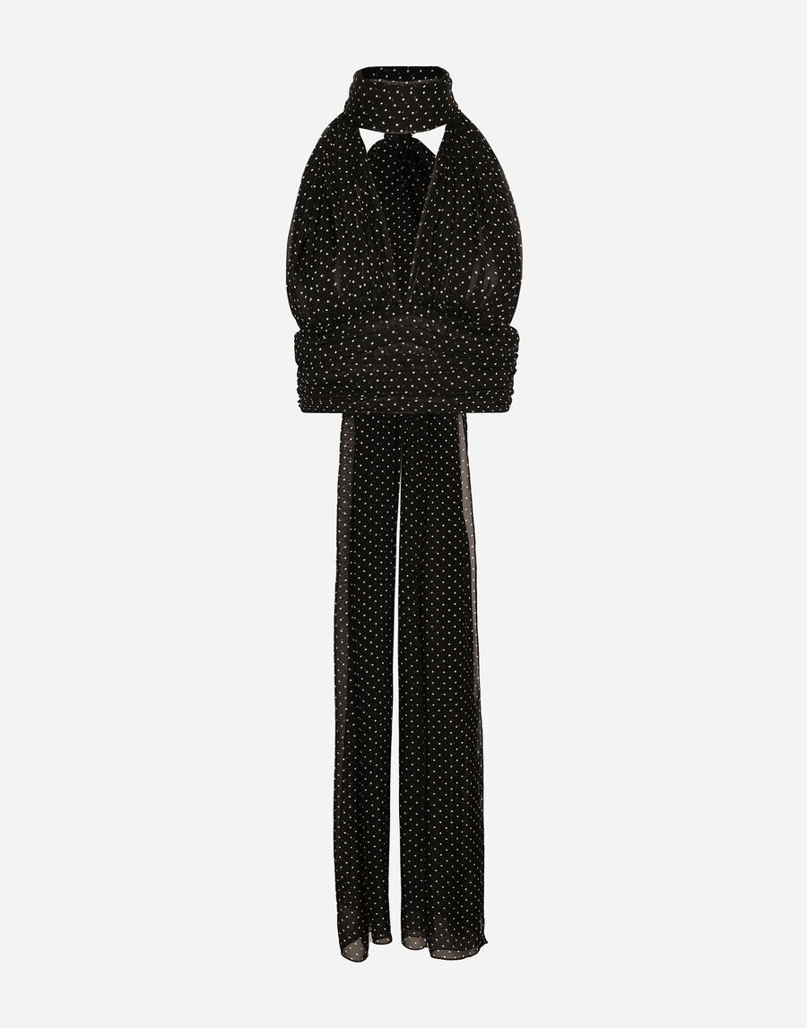 Chiffon top with polka-dot print and scarf detail