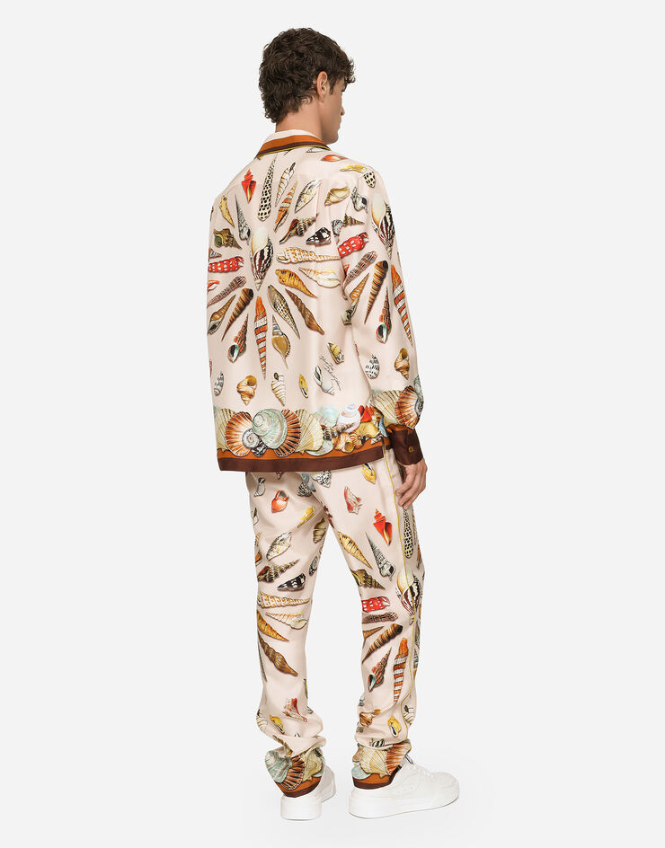 Dolce&Gabbana Silk habotai shirt with shell print Multicolor I5A23MGH177