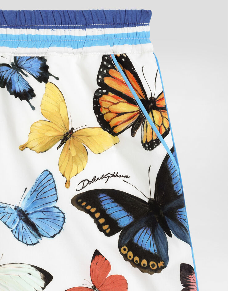 Dolce & Gabbana Striped poplin vanity shorts with butterfly print Print L52Q33FI5KS