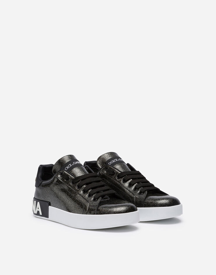 Dolce & Gabbana Glittery patent leather Portofino sneakers SILVER CK1544AX638