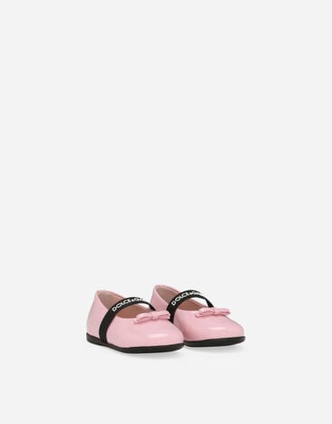 Dolce & Gabbana Patent leather ballet flats with bow Pink D20093A4831
