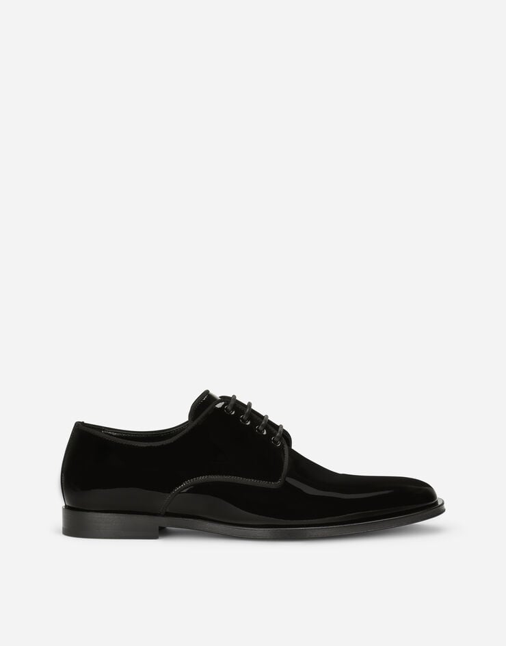Dolce & Gabbana حذاء ديربي من جلد حاصل على براءة اختراع لامع أسود A10597AX651