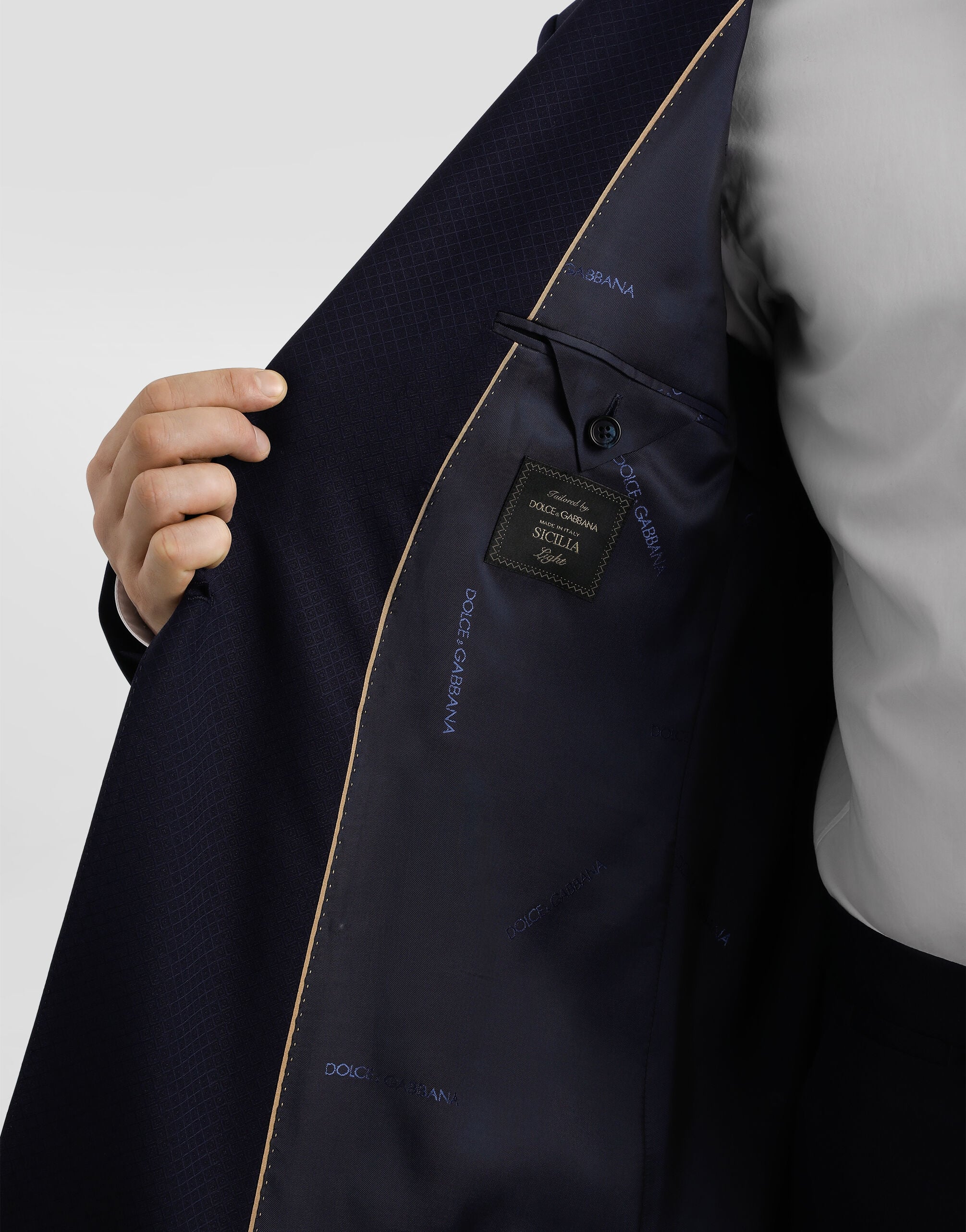 Double-breasted micro-patterned wool suit - thumbnail 5