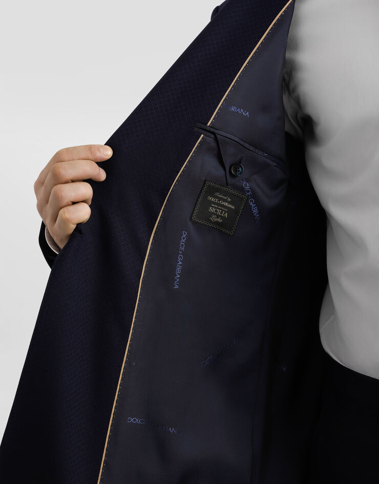 Dolce & Gabbana Double-breasted micro-patterned wool suit Multicolor GK021TFM2GR