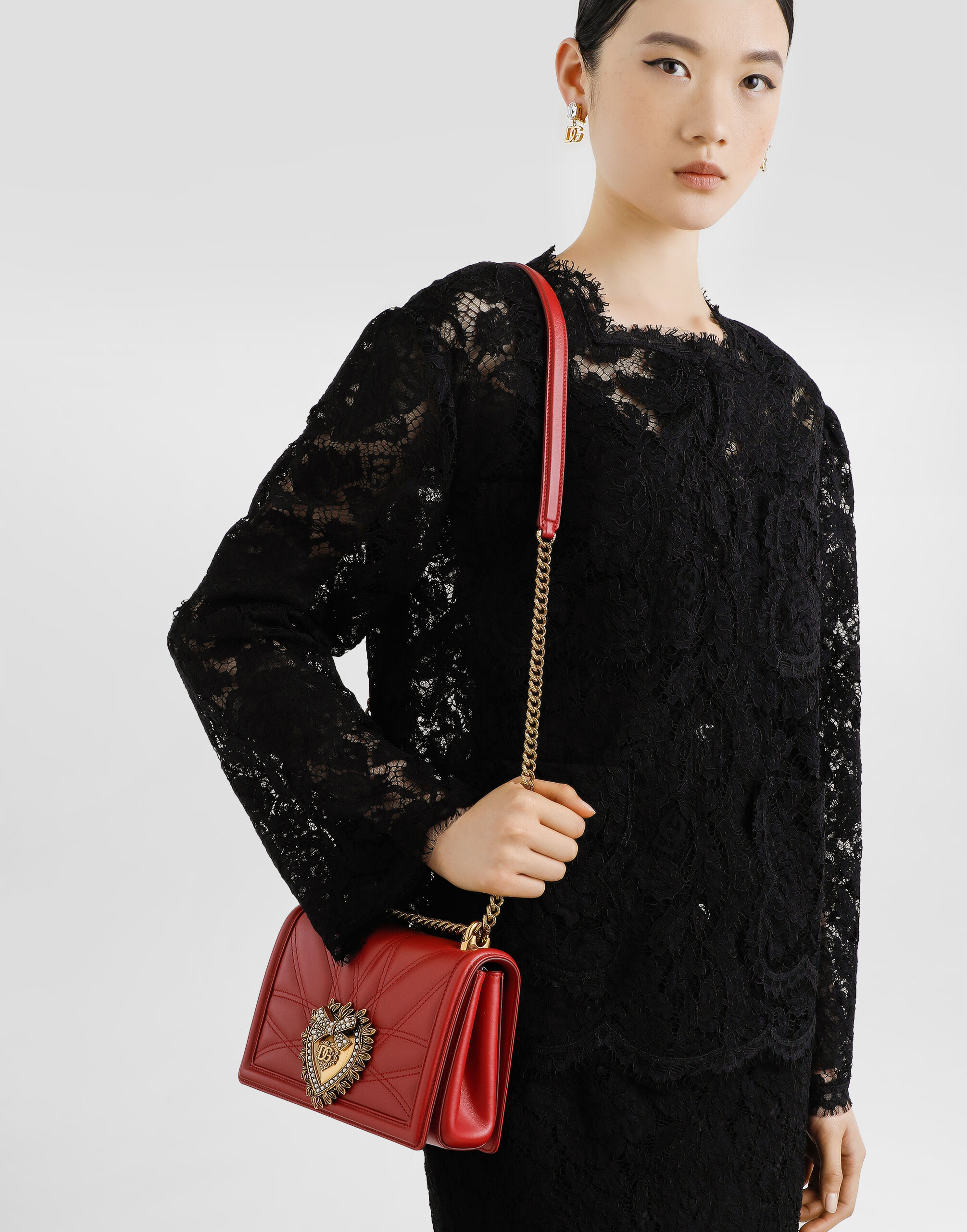 Medium Devotion bag in quilted nappa leather in Red for Women