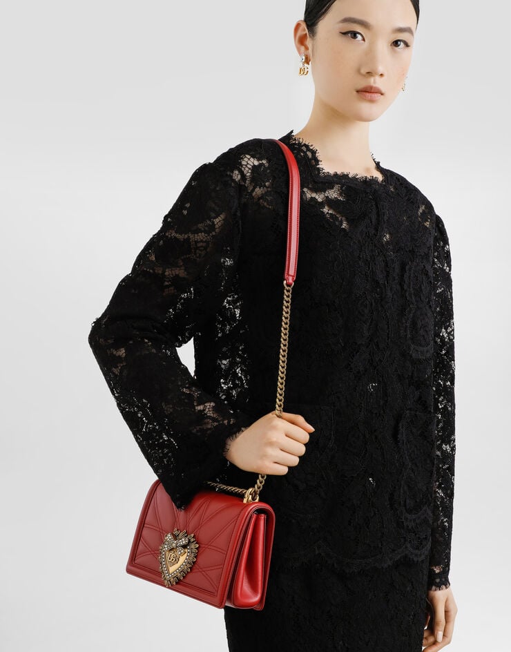 Dolce & Gabbana Medium Devotion bag in quilted nappa leather Red BB7158AW437