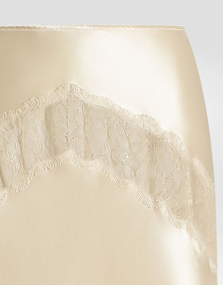 Dolce & Gabbana Silk satin skirt Beige F4DD1TFU1AU