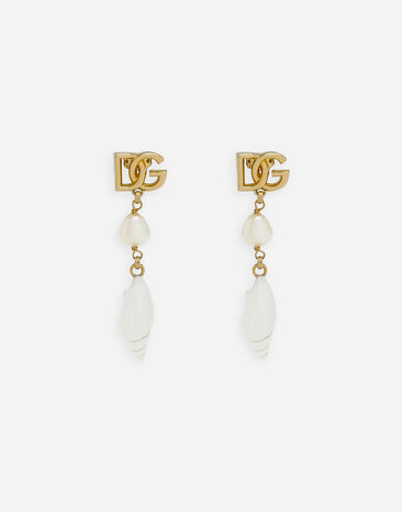 Dolce & Gabbana Earrings with DG logo and shell Print F6JDDTHI1TK