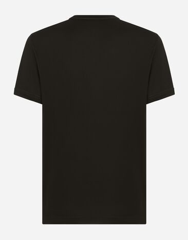 Dolce&Gabbana Cotton T-shirt with DG Milano logo embroidery Black G8PE3ZG7J5Y