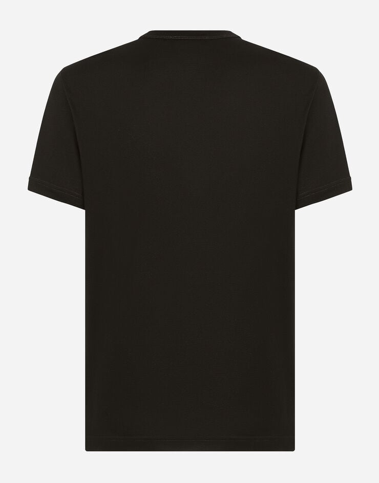 Cotton T-shirt with DG Milano logo embroidery in Black for | Dolce&Gabbana®  US