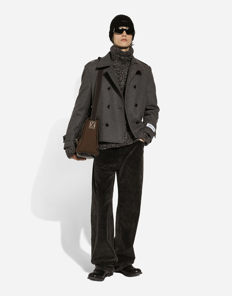 Dolce & Gabbana Chaquetón de botonadura doble en mezcla de cachemira Gris G046WTHUMUB