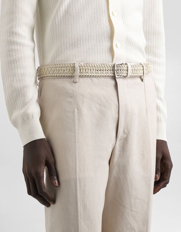 Dolce & Gabbana Woven leather belt Beige BC4894A6H39