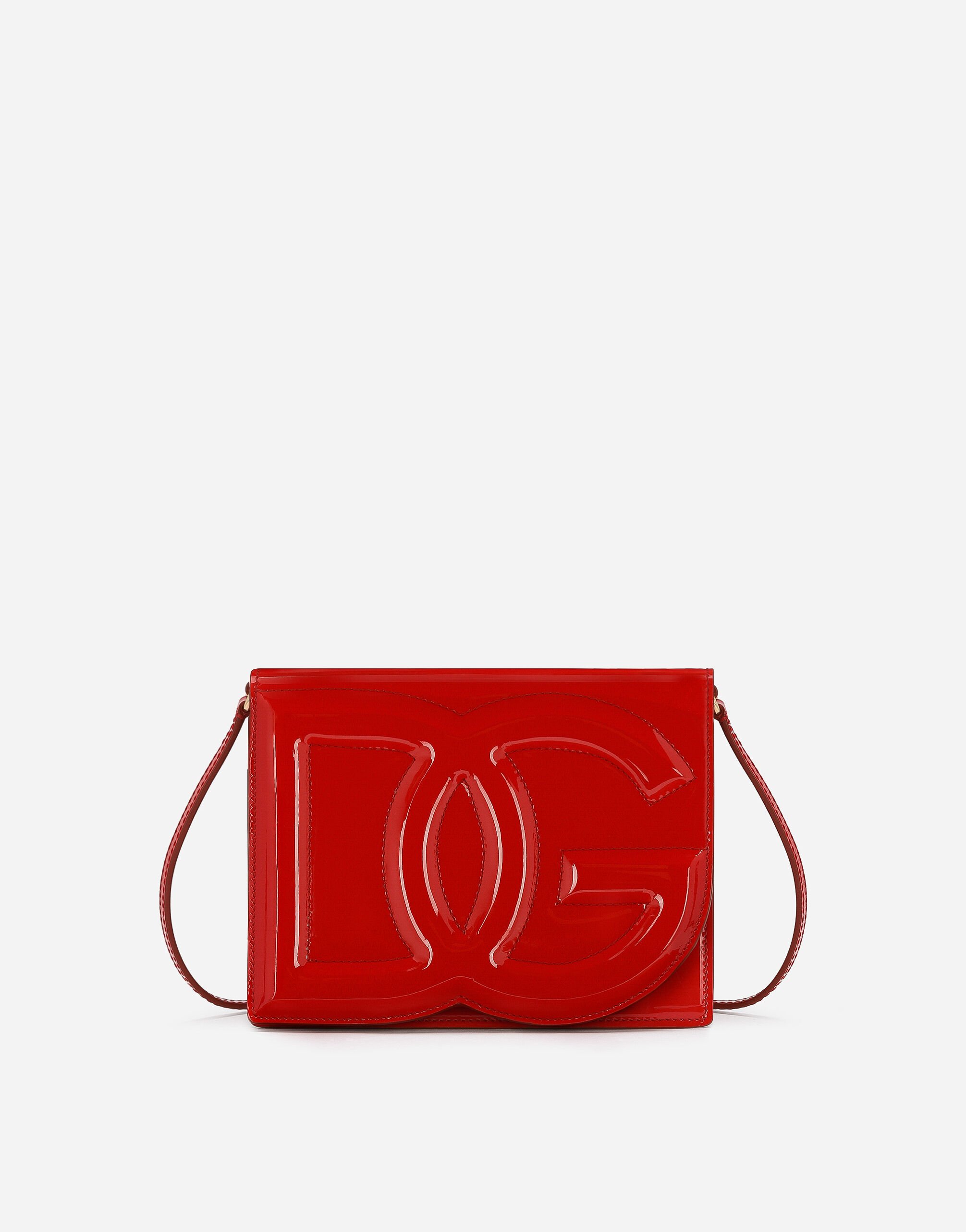 Dolce & Gabbana Patent leather DG Logo Bag crossbody bag Black F6DFDTFLSIO