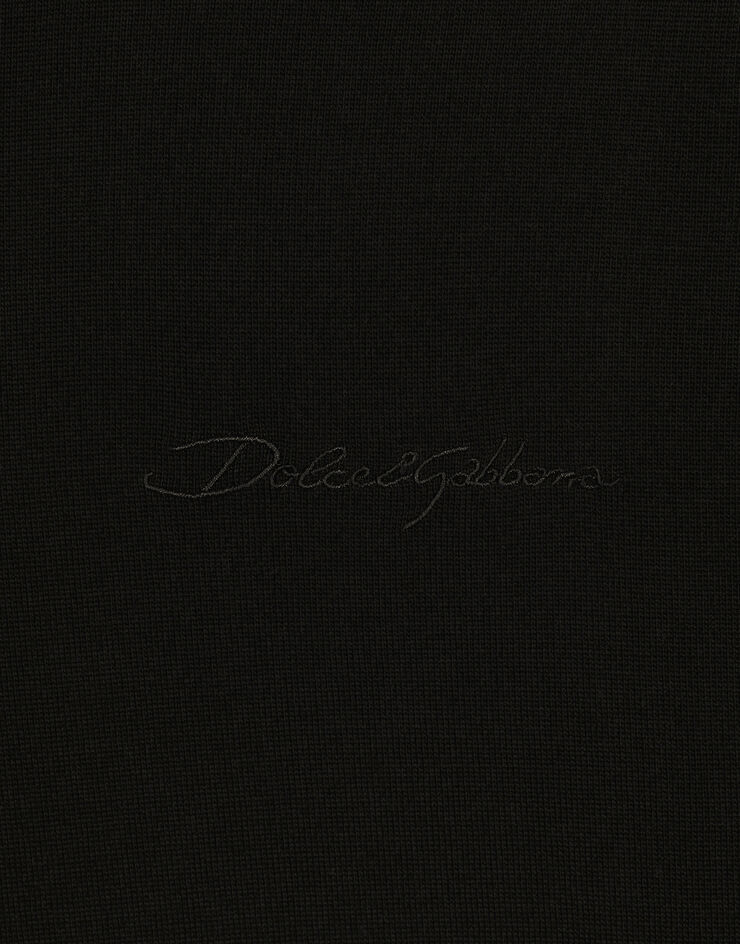 Dolce & Gabbana Round-neck silk sweater with Dolce&Gabbana logo Black GXX02ZJBSJS